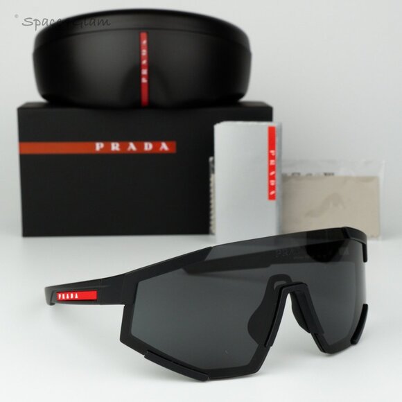 Prada Linea Rossa Men Sunglasses Black Grey Single Lens PS04WS DG006F NEW - Picture 3 of 10